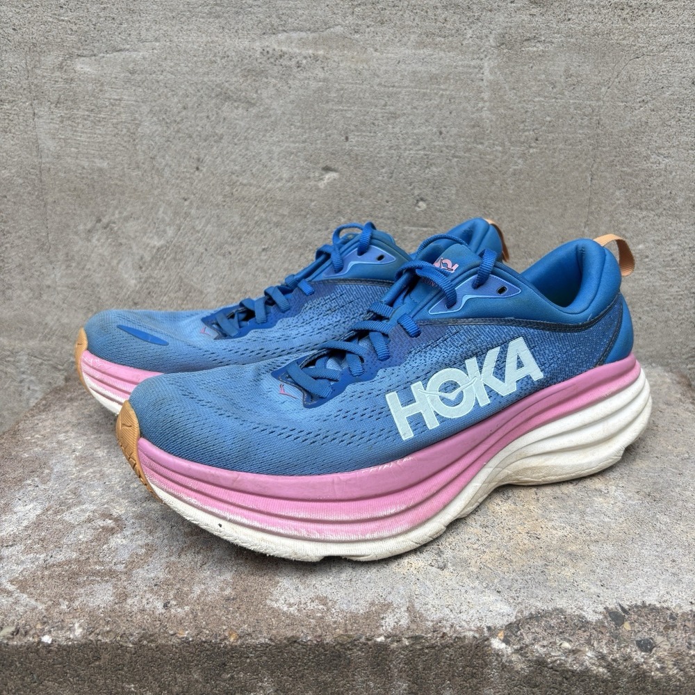 Hoka One One Bondi 8 Shoes Womens 10B Blue Running Athletic Sneaker 1127952 CSAA